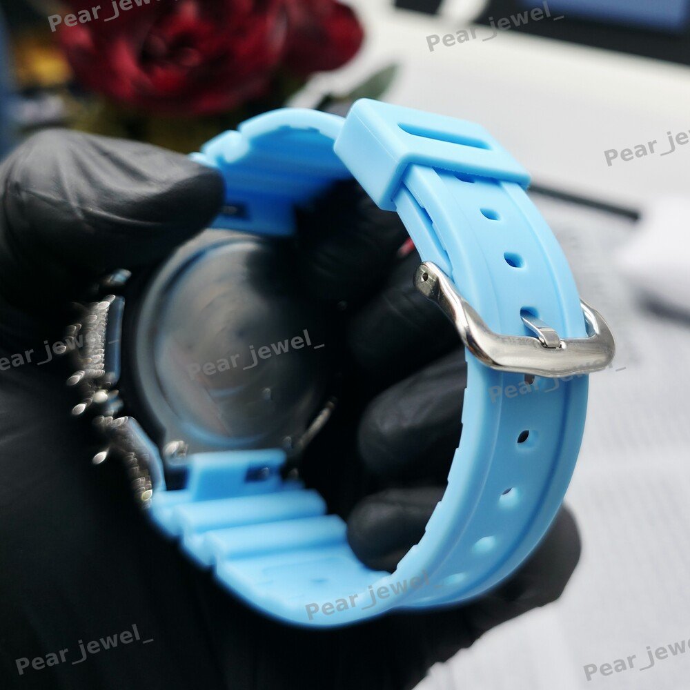 VVS Moissanite Diamond Iced Out Thoren Blue Case Dial Wrist Watch For Women
