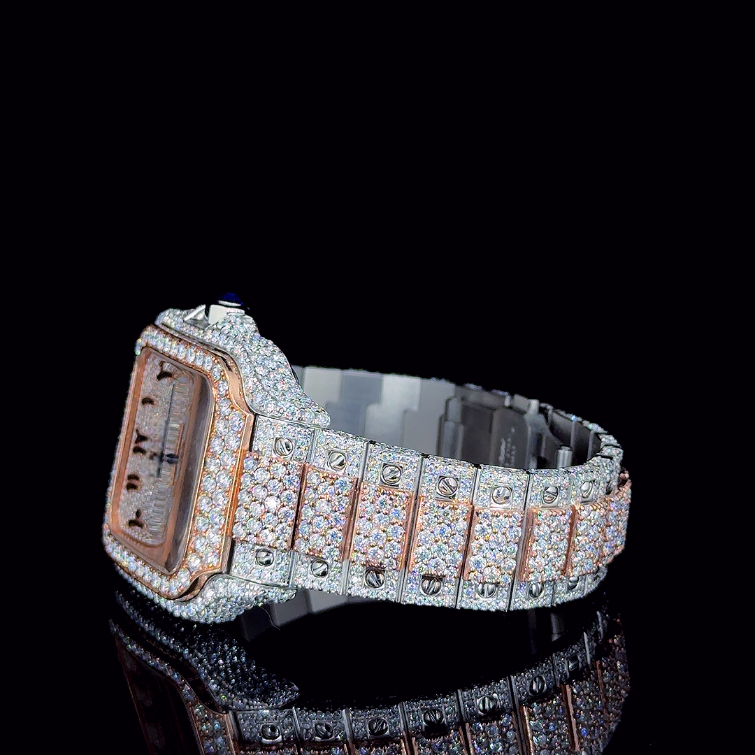 Bust Down Stainless Steel Iced Out VVS Moissanite Diamond Watch