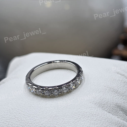 Iced Out Silver Round Brilliant Moissanite Engagement Band For Women Wear