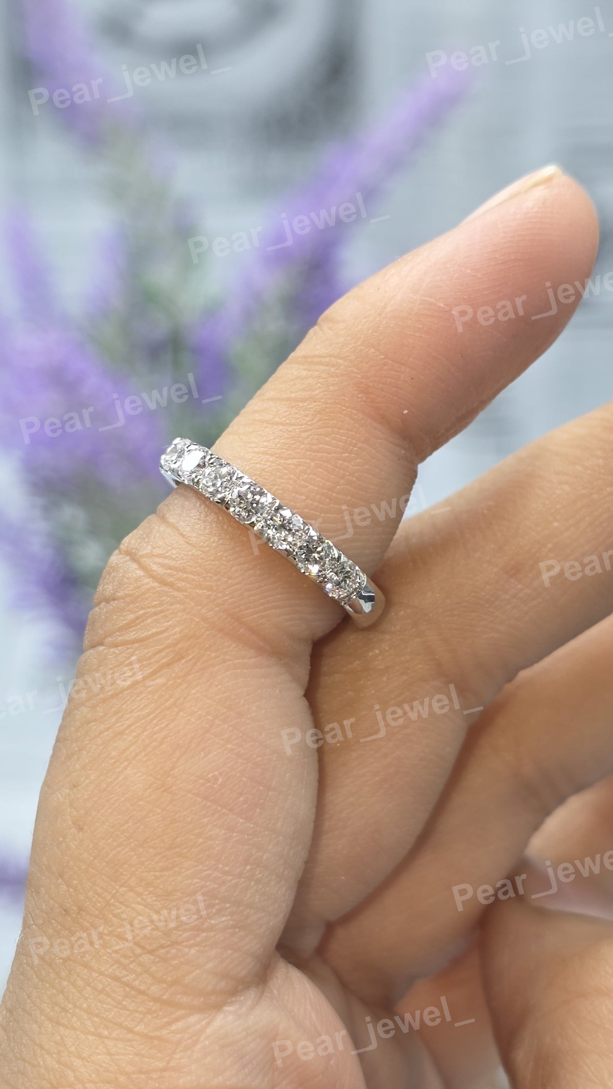 Iced Out Silver Round Brilliant Moissanite Engagement Band For Women Wear