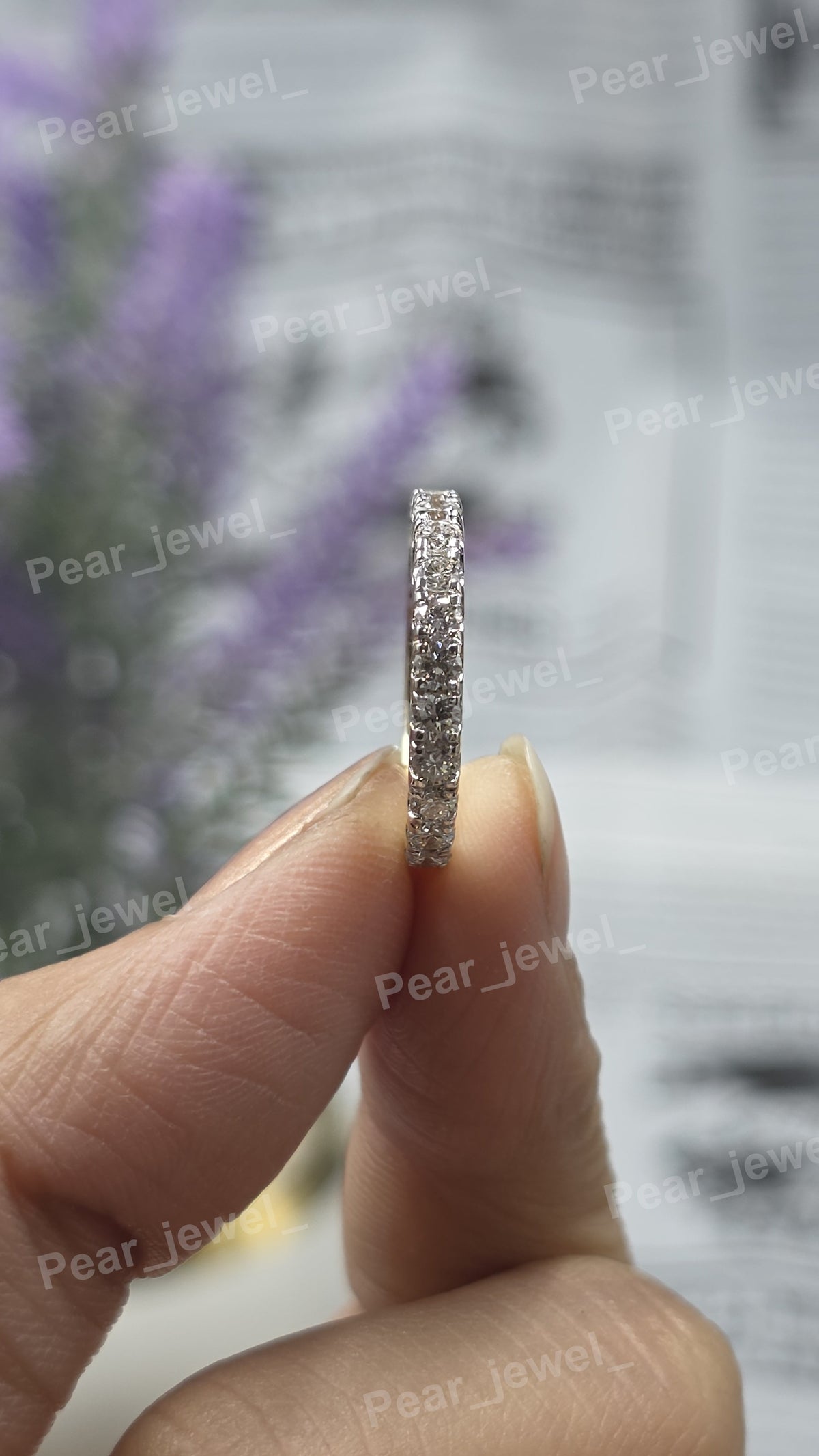 Iced Out Silver Round Brilliant Moissanite Engagement Band For Women Wear