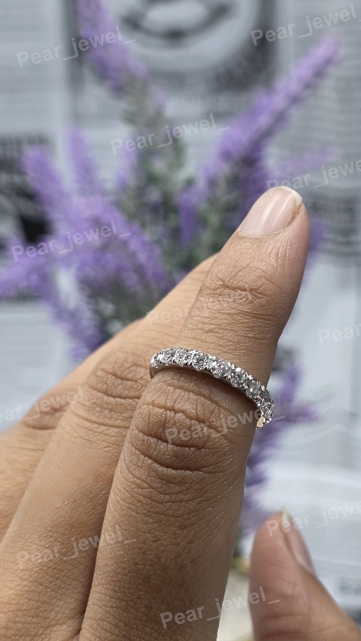 Iced Out Silver Round Brilliant Moissanite Engagement Band For Women Wear