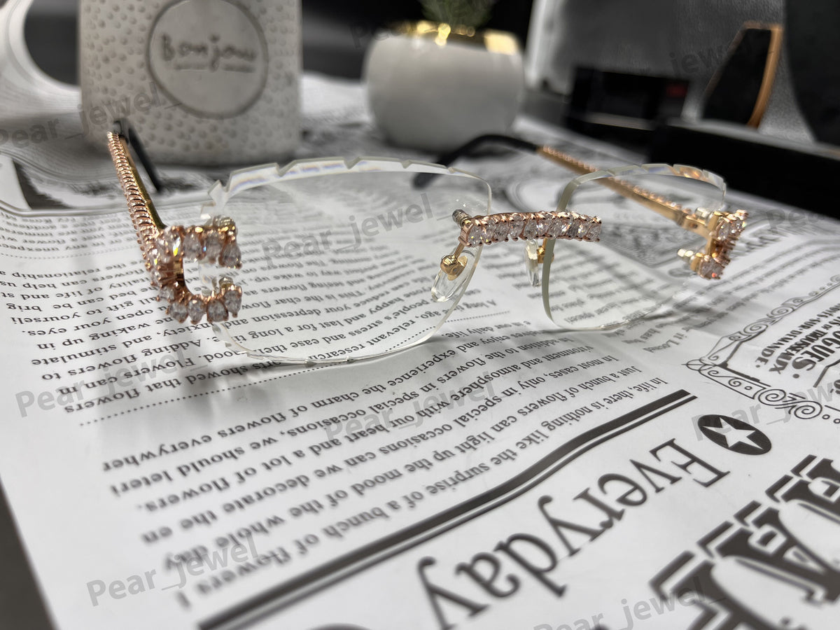 Iced Out Pear Moissanite Daimond Rimless HipHop Sunglasses For Unisex