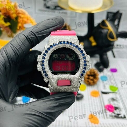 Iced Out Digital Watch With VVS Moissanite Diamond Luxury Watch