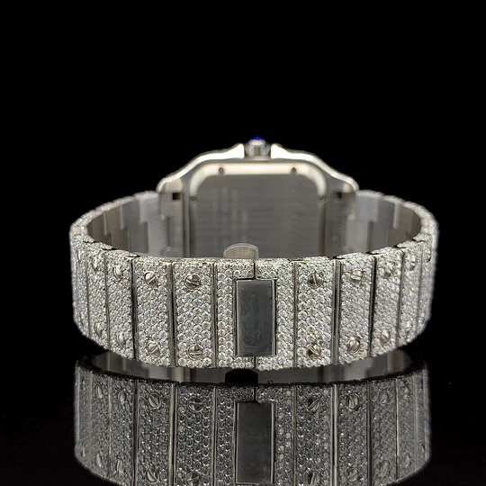 Iced Out Stainless Steel Arabic Dial Moissanite Diamond Watch
