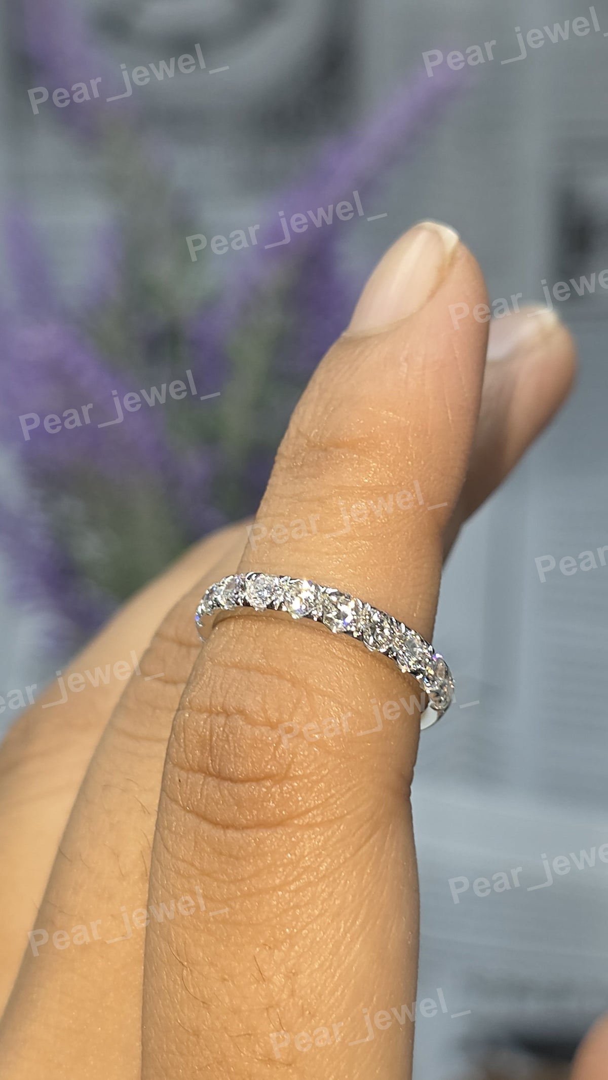 Iced Out Silver Round Brilliant Moissanite Engagement Band For Women Wear