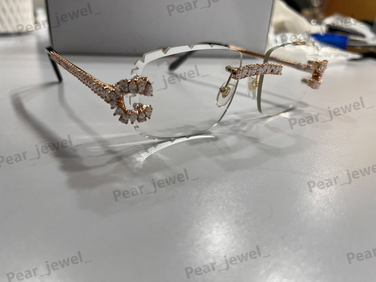 Iced Out Pear Moissanite Daimond Rimless HipHop Sunglasses For Unisex
