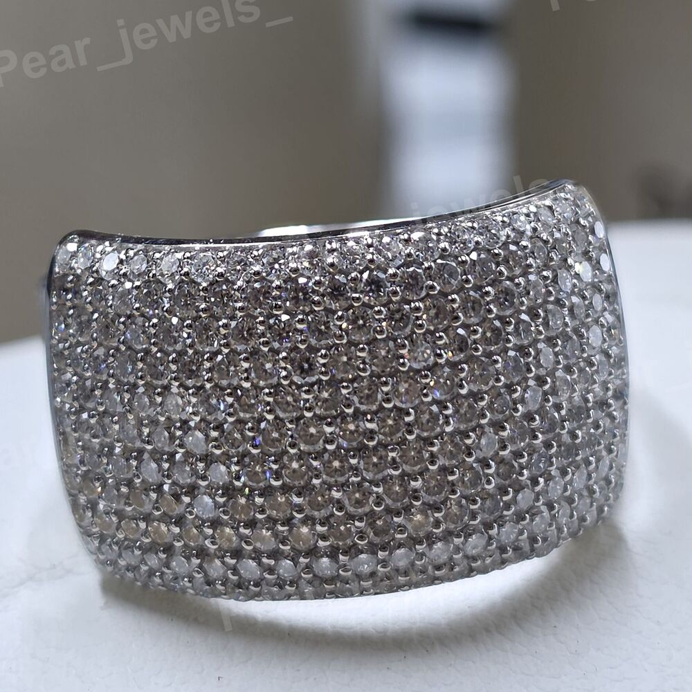 925 Sterling Silver Round Cut Moissanite Diamond Luxury Statement Ring For Women And Men Wear