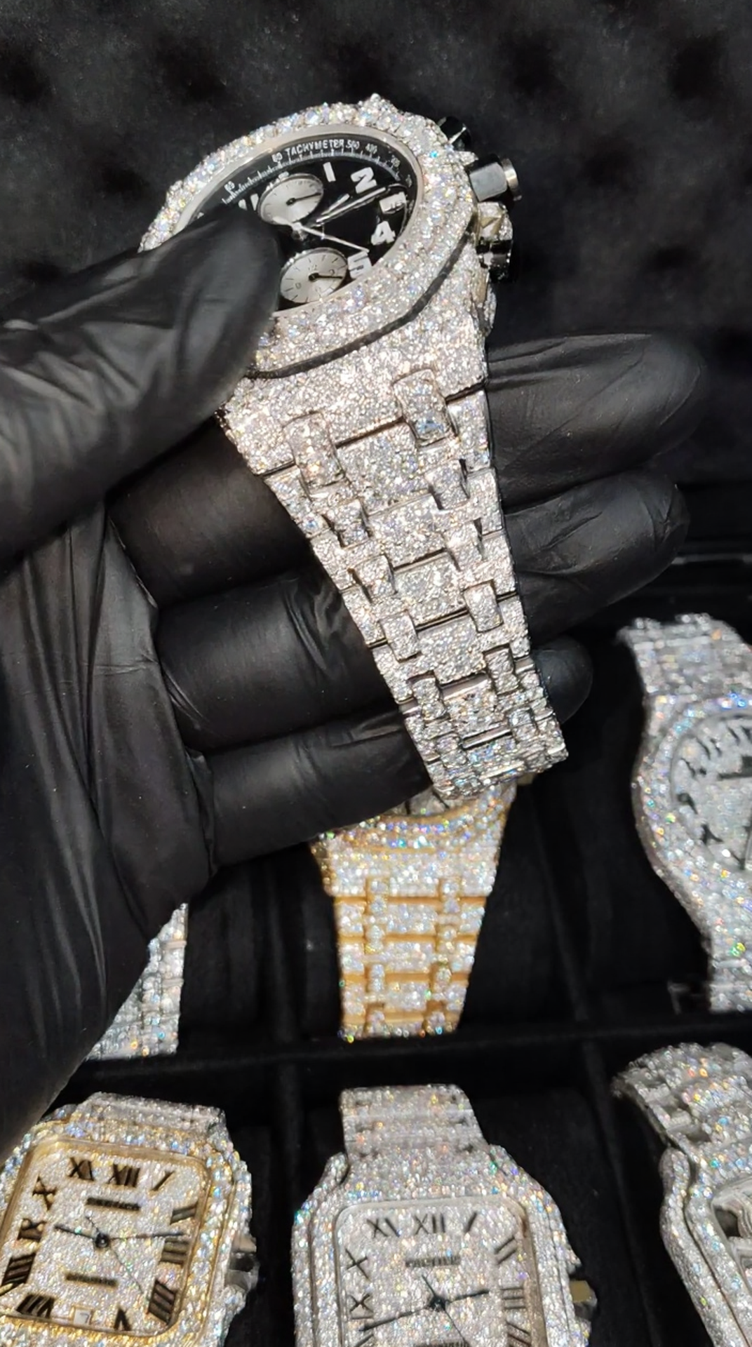 Iced Out 925 Silver Chronograph VVS Moissanite Diamond Wrist watch