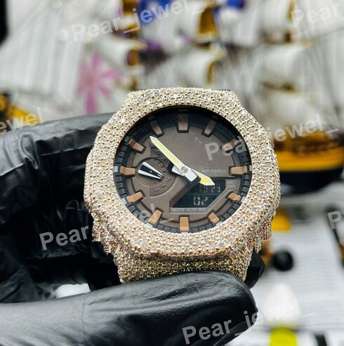 Iced Out Moissanite Diamond Dial Hip Hop Watch For Men Women Party Wear