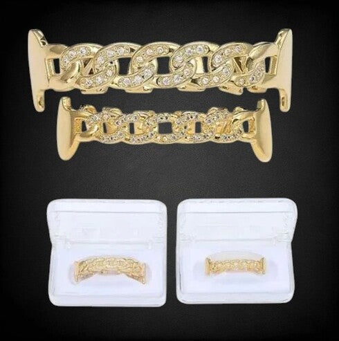 Silver Cuban Chain Design VVS Moissanite Diamond Grillz