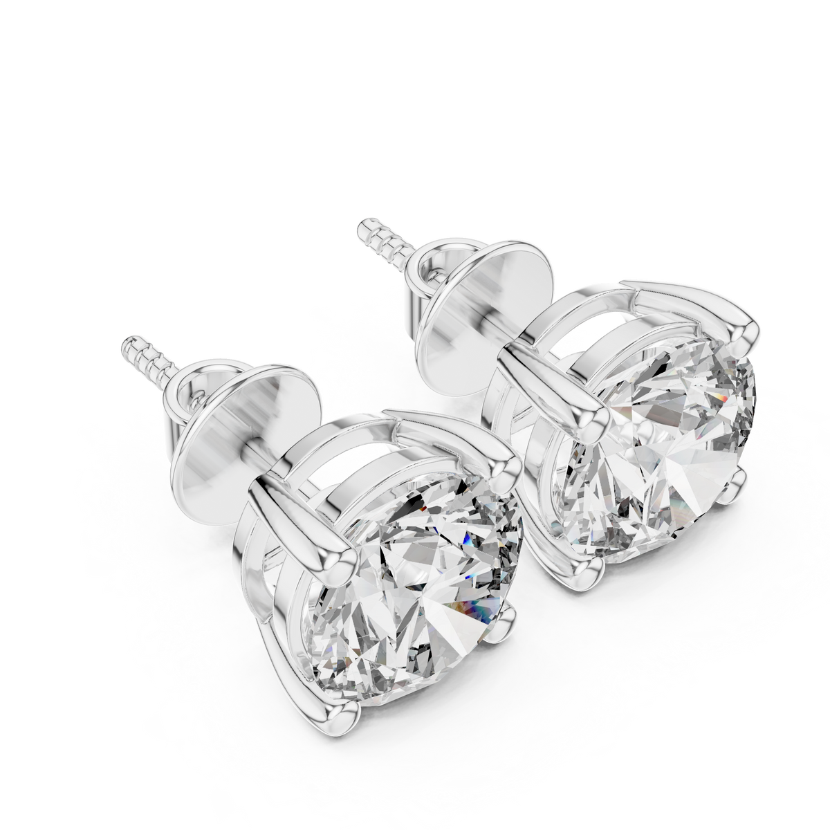 White Crystal Studded Stud Earrings