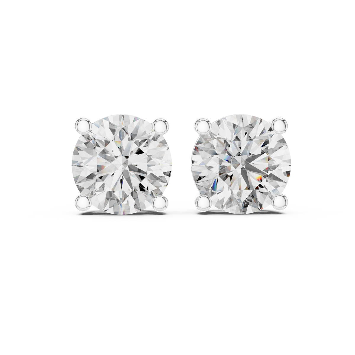 White Crystal Studded Stud Earrings