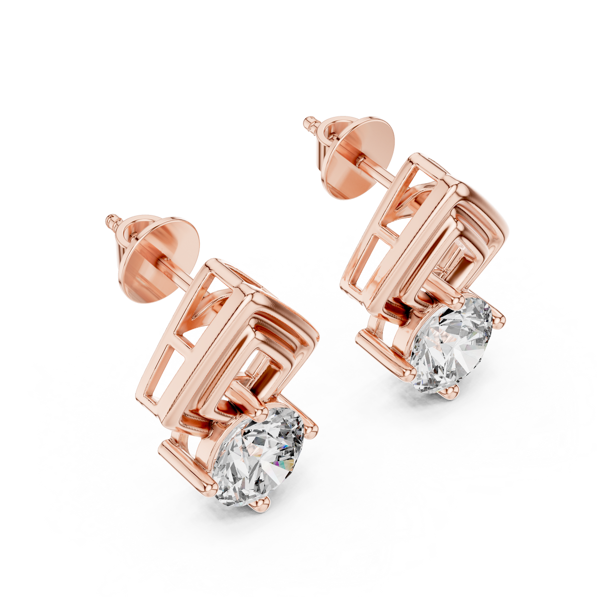 Rhombic Shine Drop Earrings with Round Diamond
