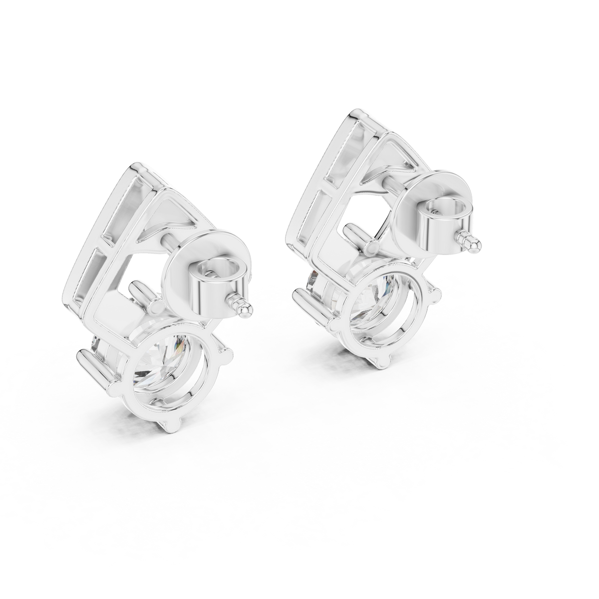 Rhombic Shine Drop Earrings with Round Diamond