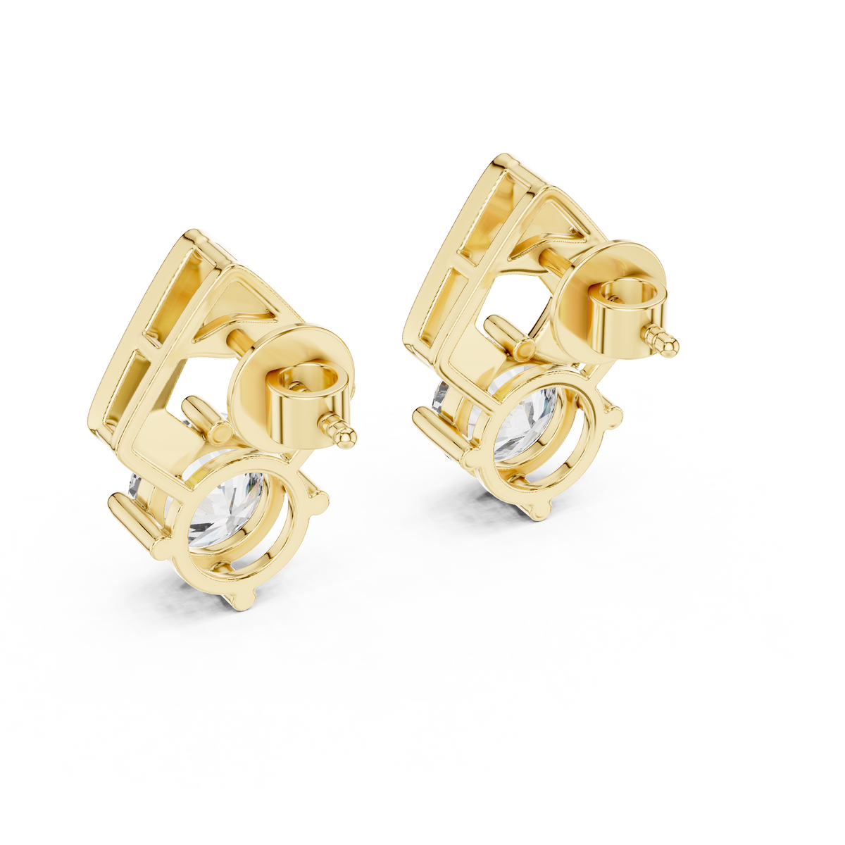 Rhombic Shine Drop Earrings with Round Diamond
