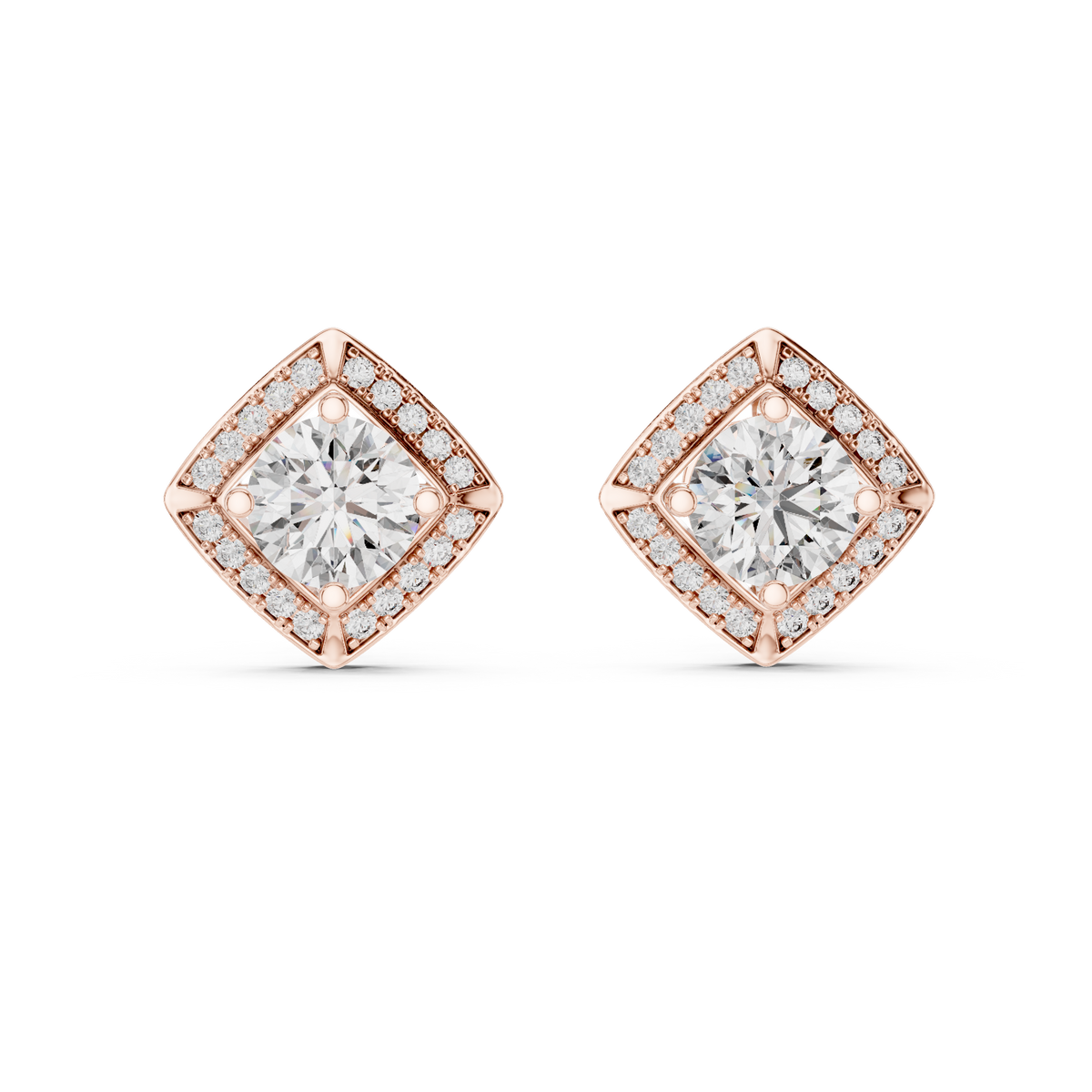 Triangle Earring With Round Diamond