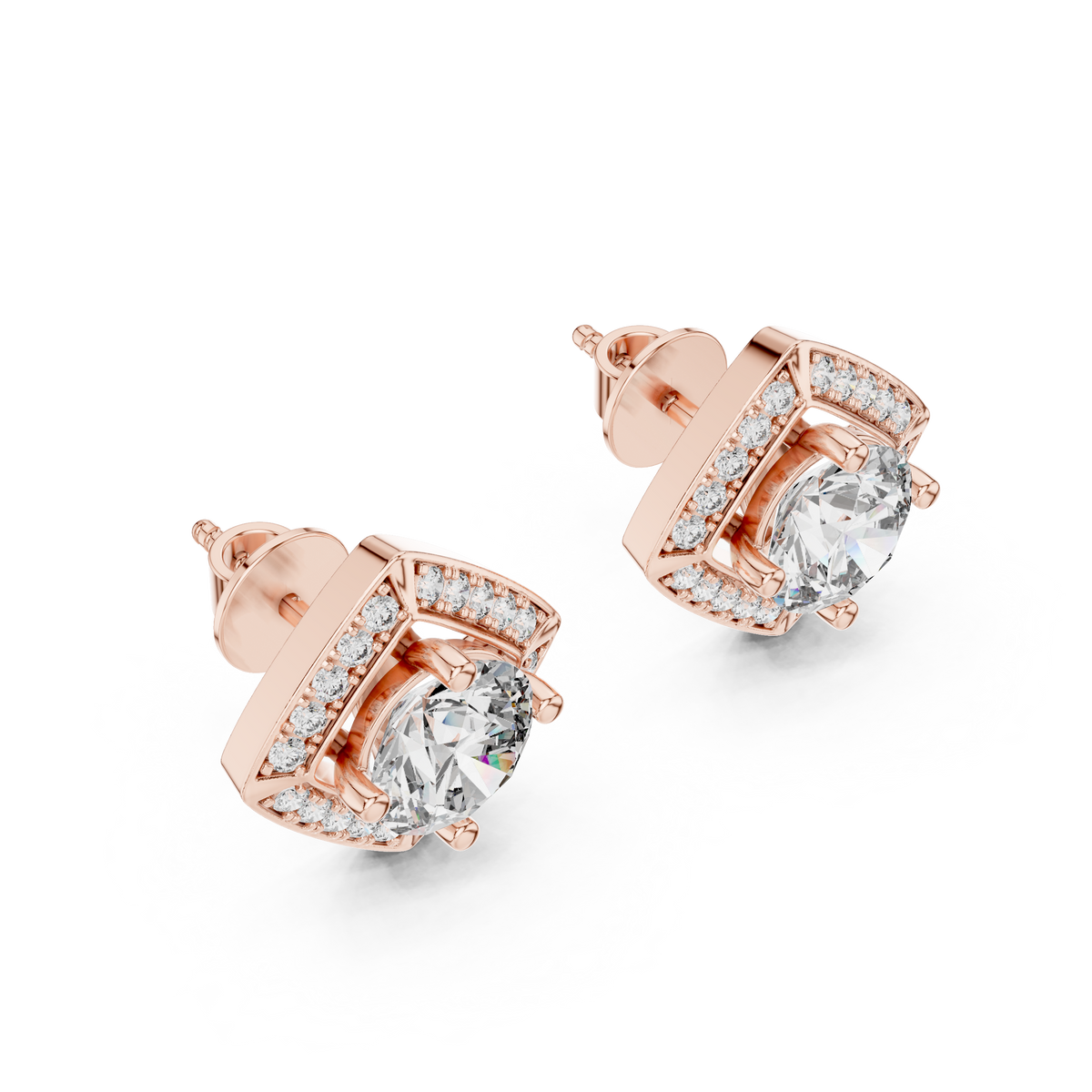 Triangle Earring With Round Diamond