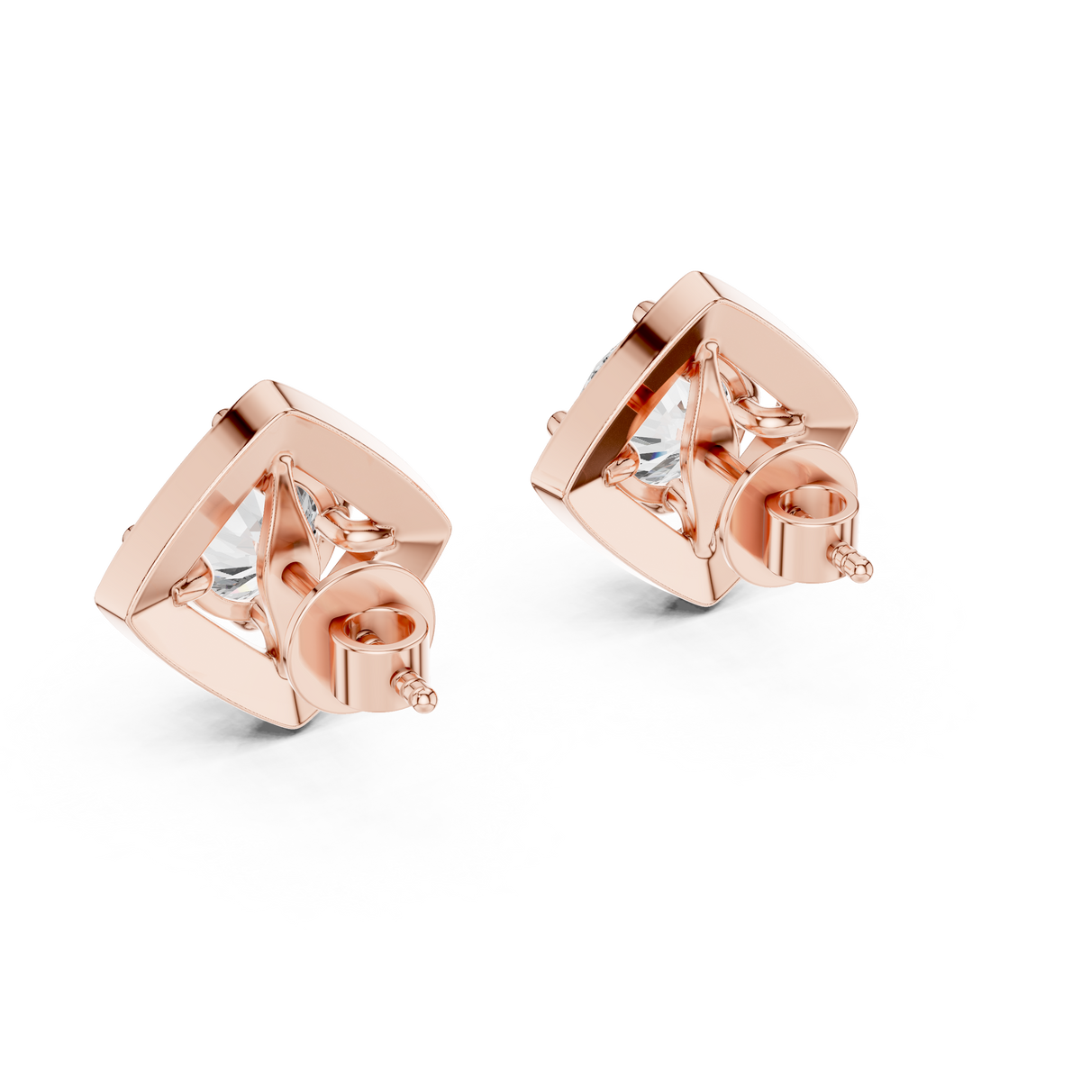 Triangle Earring With Round Diamond