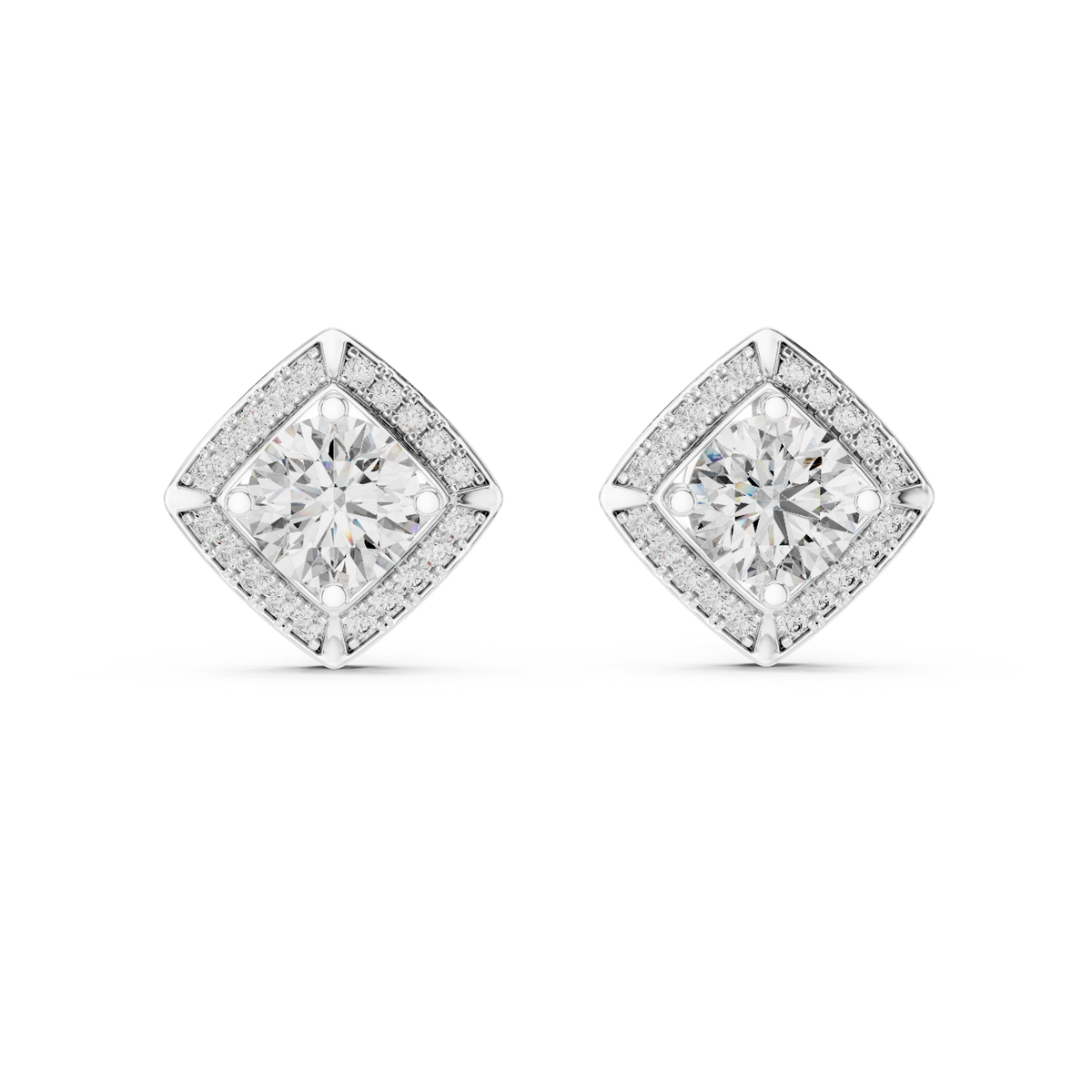 Triangle Earring With Round Diamond