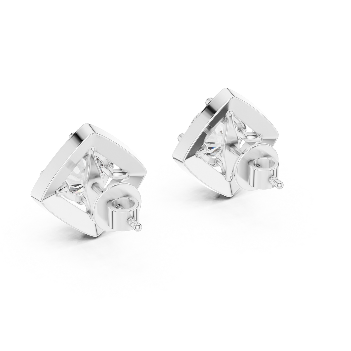 Triangle Earring With Round Diamond