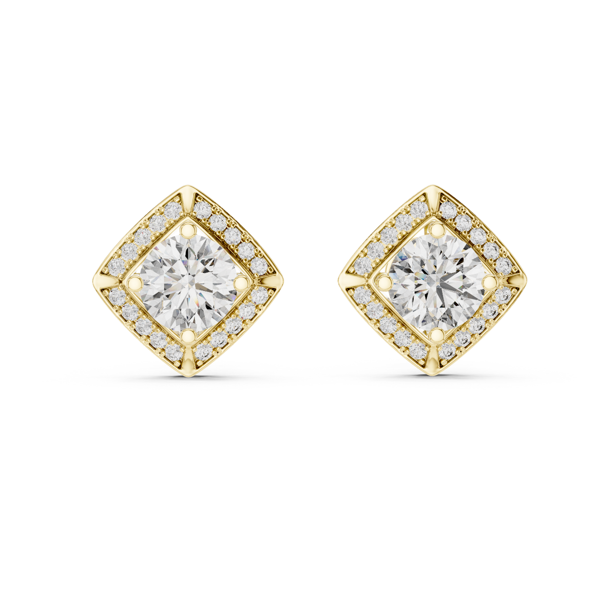 Triangle Earring With Round Diamond