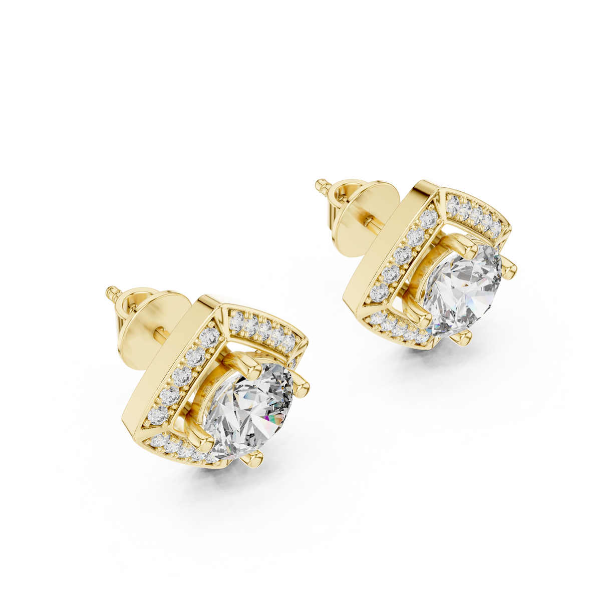 Triangle Earring With Round Diamond