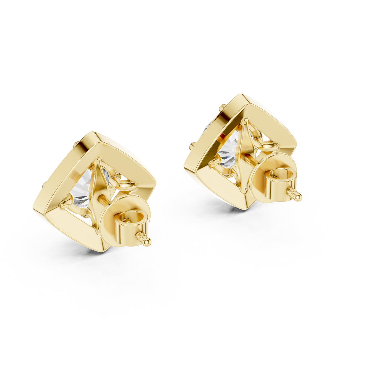 Triangle Earring With Round Diamond