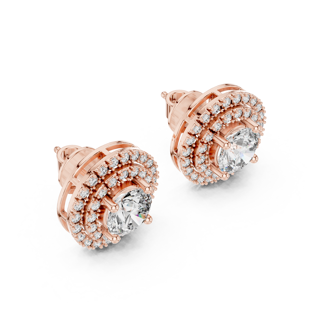 Round Diamond Stud Earring