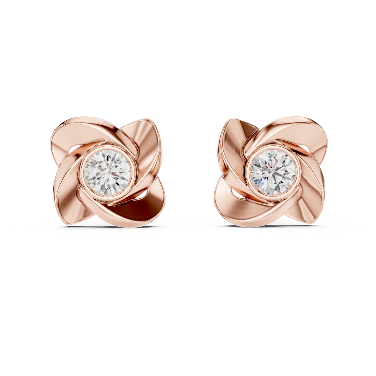 Rose Round Diamond Earring
