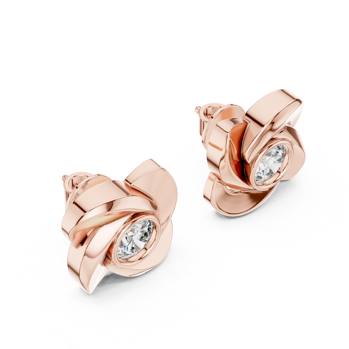 Rose Round Diamond Earring