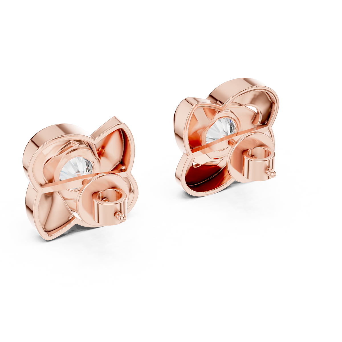 Rose Round Diamond Earring