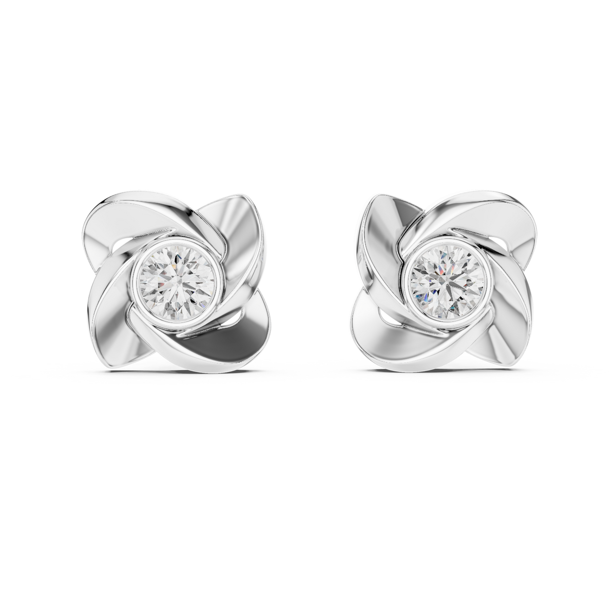 Rose Round Diamond Earring