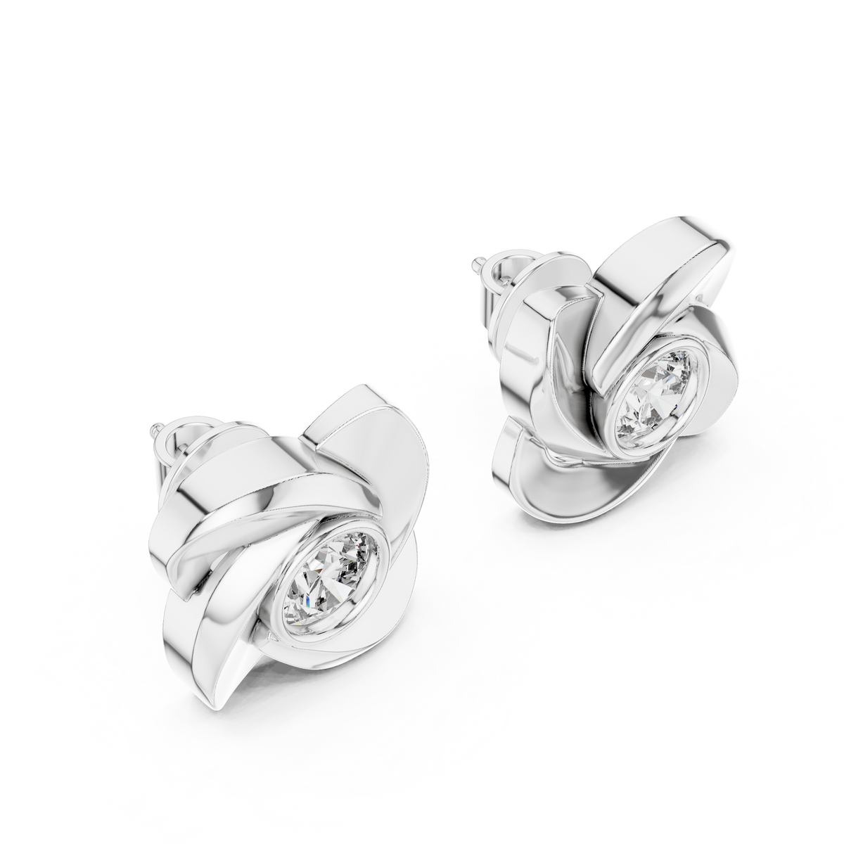 Rose Round Diamond Earring