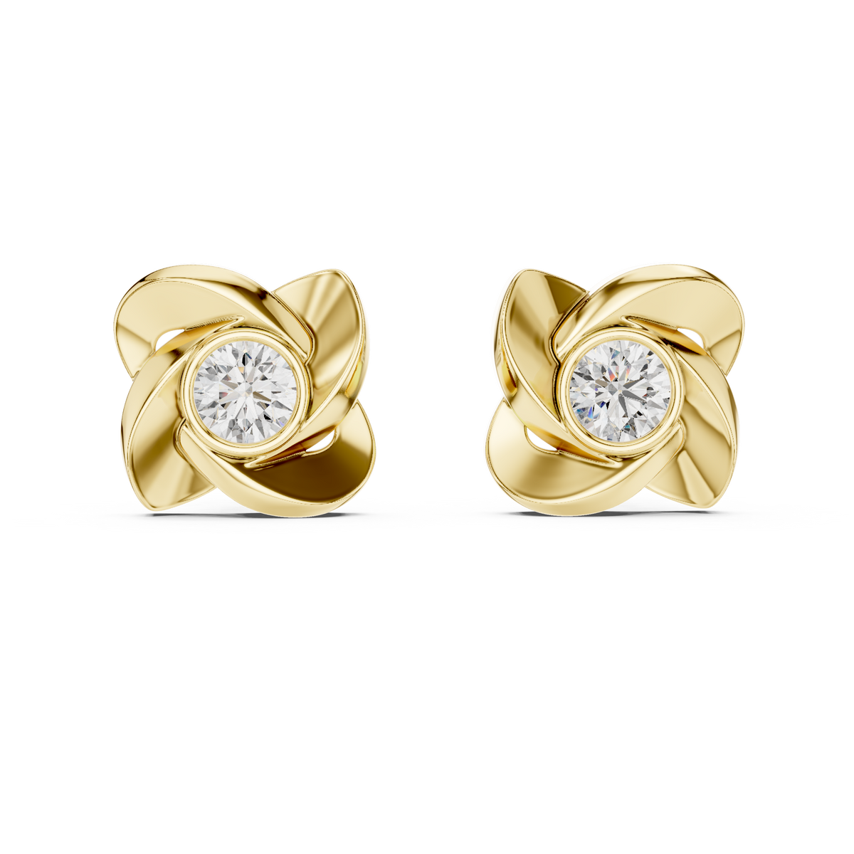 Rose Round Diamond Earring