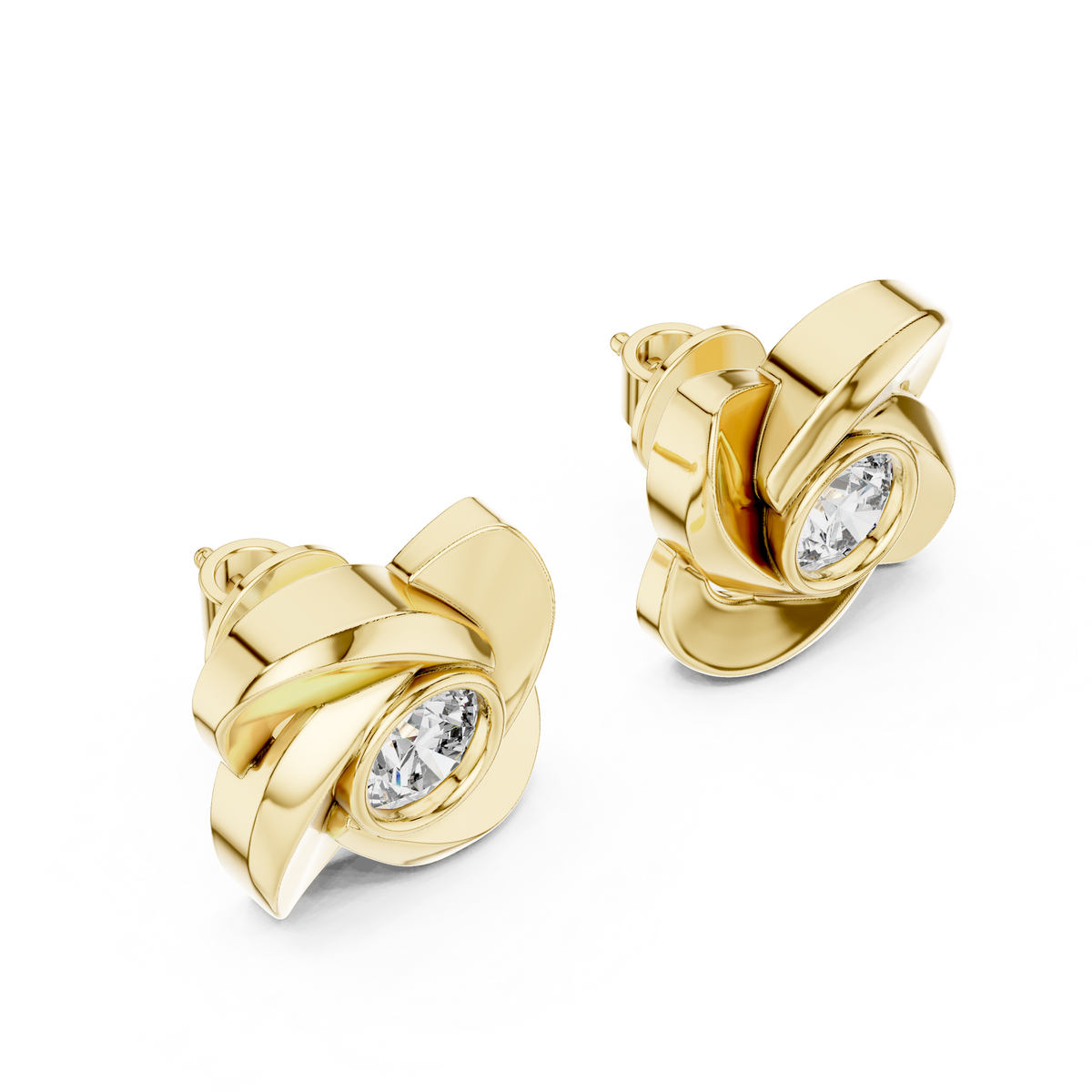 Rose Round Diamond Earring