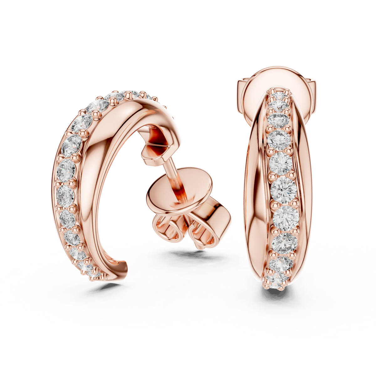 Half-Round WIth ROund Diamond Earring