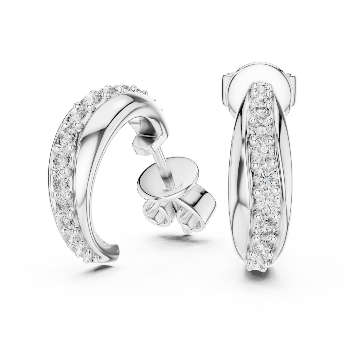 Half-Round WIth ROund Diamond Earring