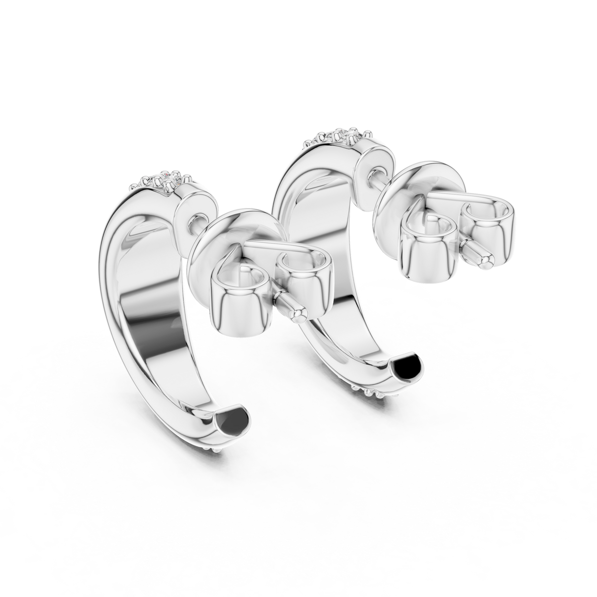 Half-Round WIth ROund Diamond Earring