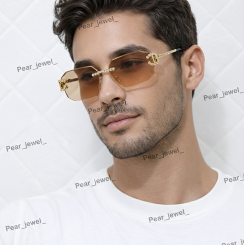 925 Silver VVS Moissanite Diamond Rimless Iced Out Sunglasses For Unisex