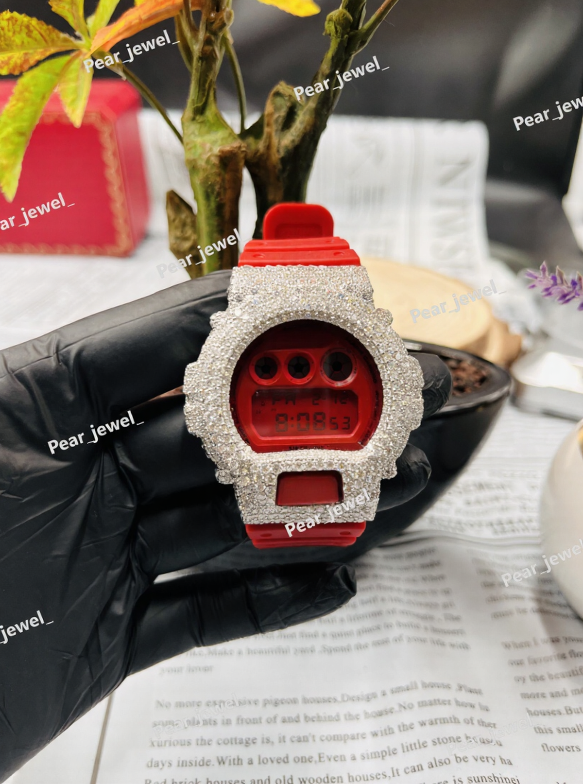 Iced Out Round Case Dial Watch With Moissanite Diamond Wrist Watch