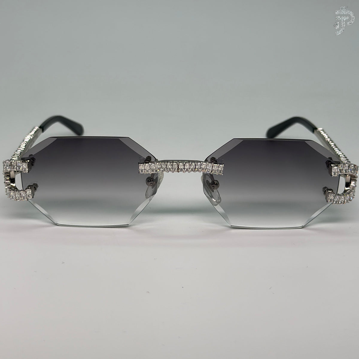 Black Gradiant Singlasses With VVS Radiant Cut Stone Glasses For Unisex