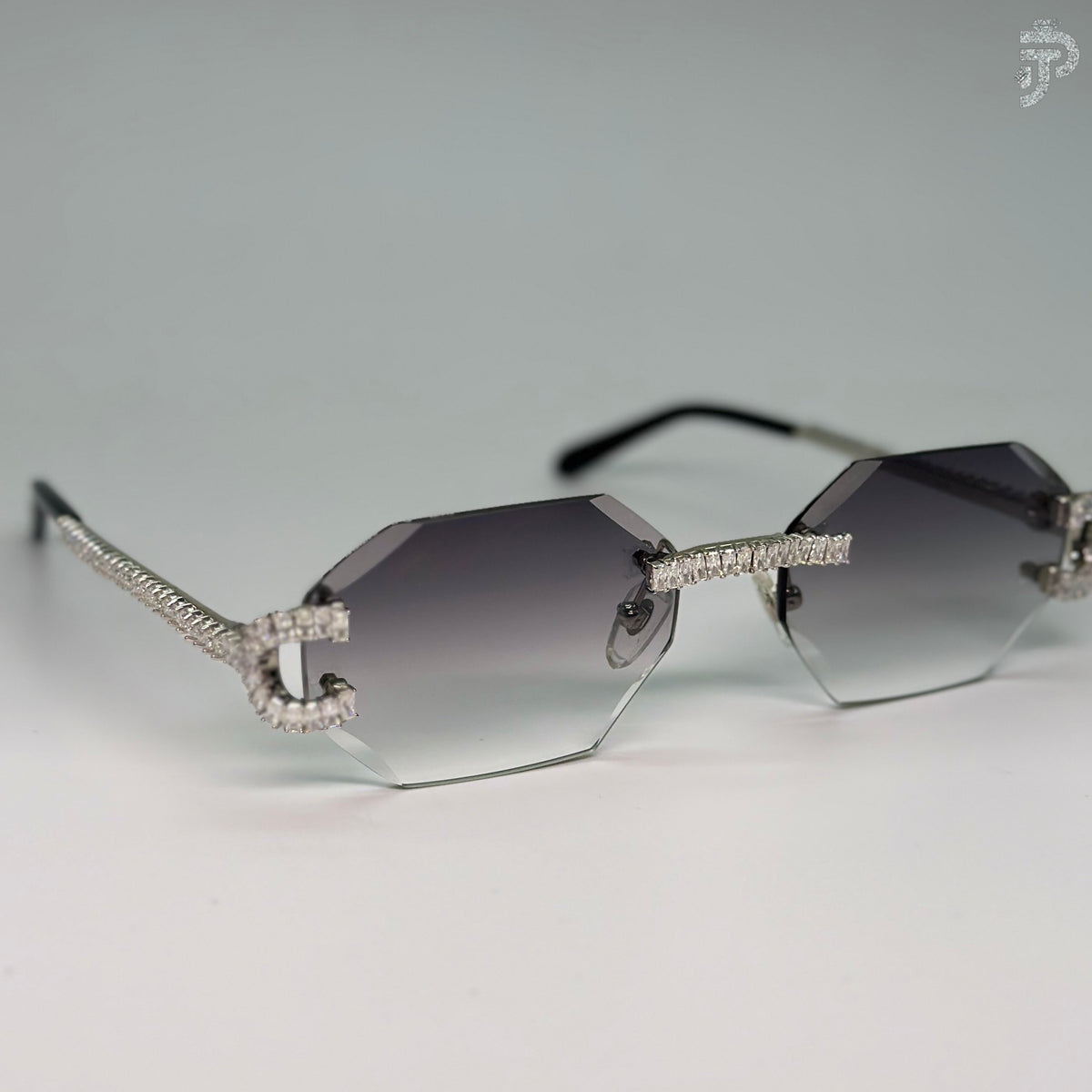 Black Gradiant Singlasses With VVS Radiant Cut Stone Glasses For Unisex