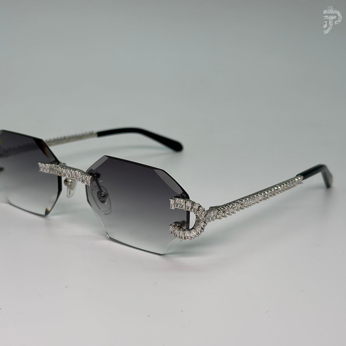 Black Gradiant Singlasses With VVS Radiant Cut Stone Glasses For Unisex