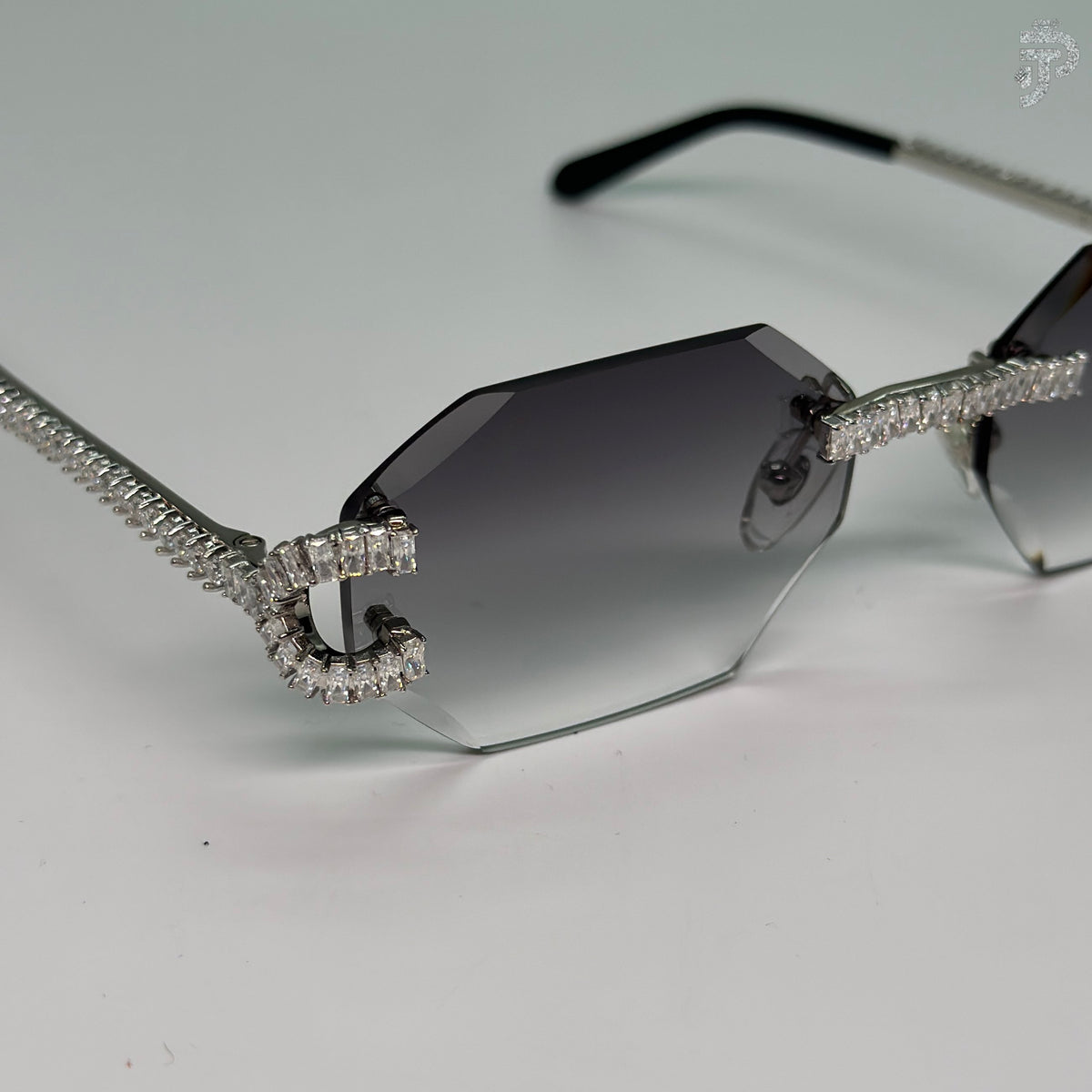 Black Gradiant Singlasses With VVS Radiant Cut Stone Glasses For Unisex