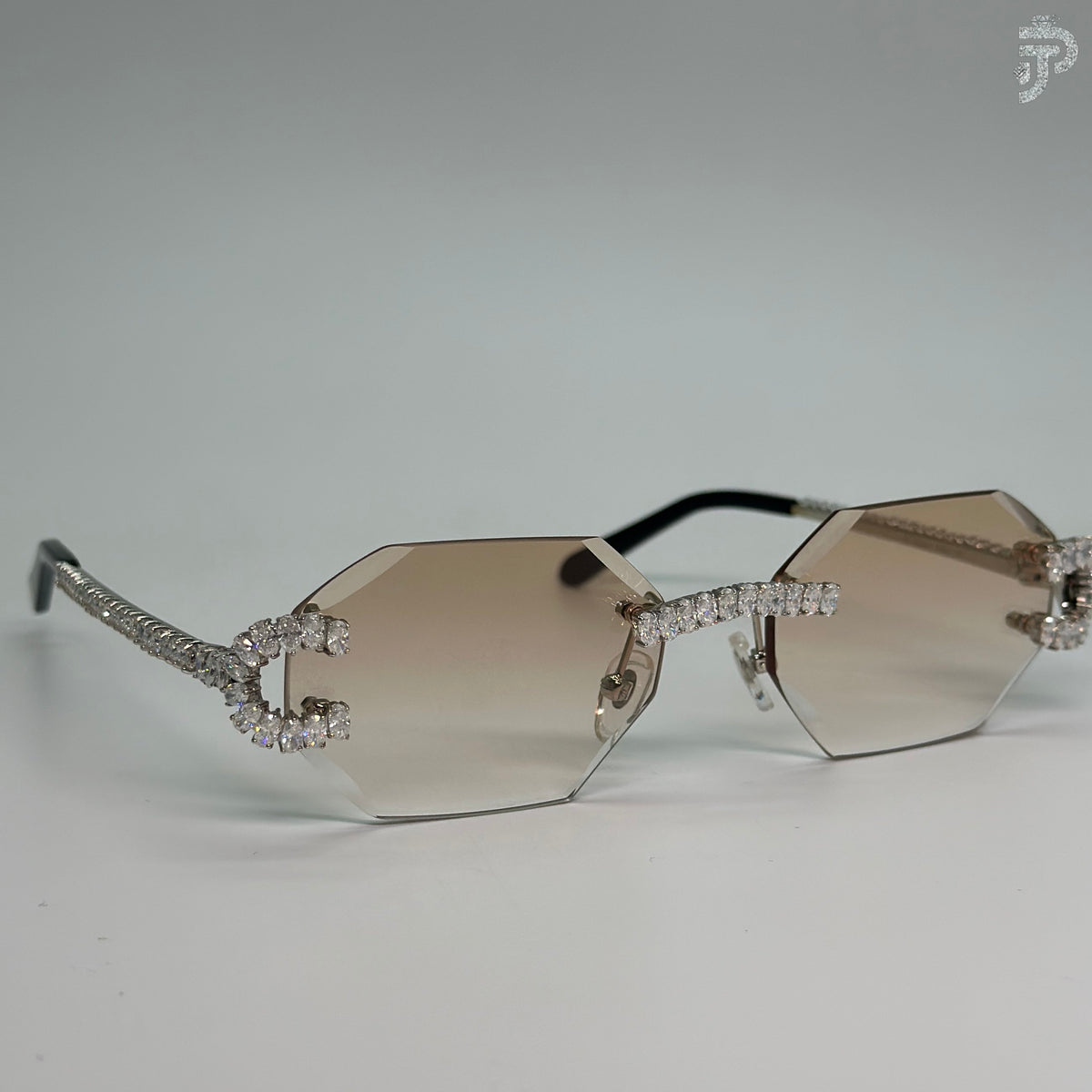 Orange Gradiant Sunglasses With Oval Cut Moissanite Stone Glasses
