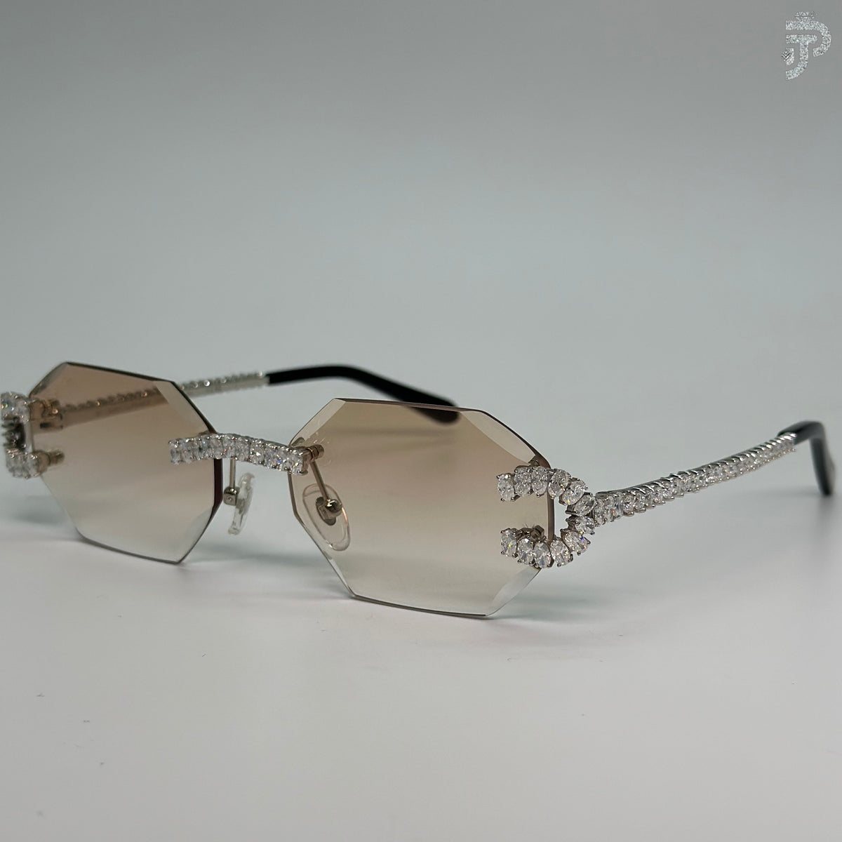Orange Gradiant Sunglasses With Oval Cut Moissanite Stone Glasses