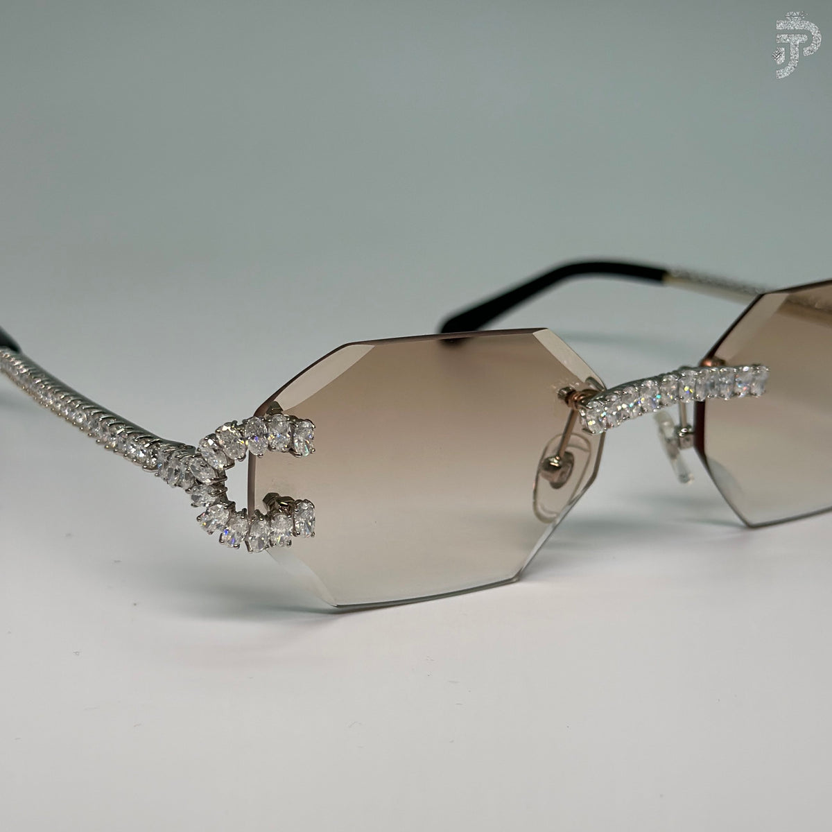 Orange Gradiant Sunglasses With Oval Cut Moissanite Stone Glasses