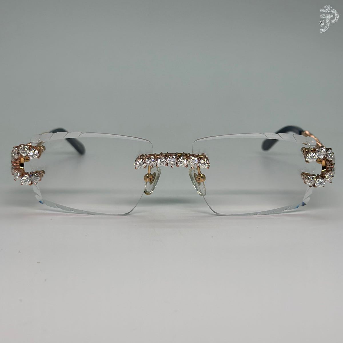 Rhodium Plated VVS Clarity Moissanite Diamond Glasses With White Glasses