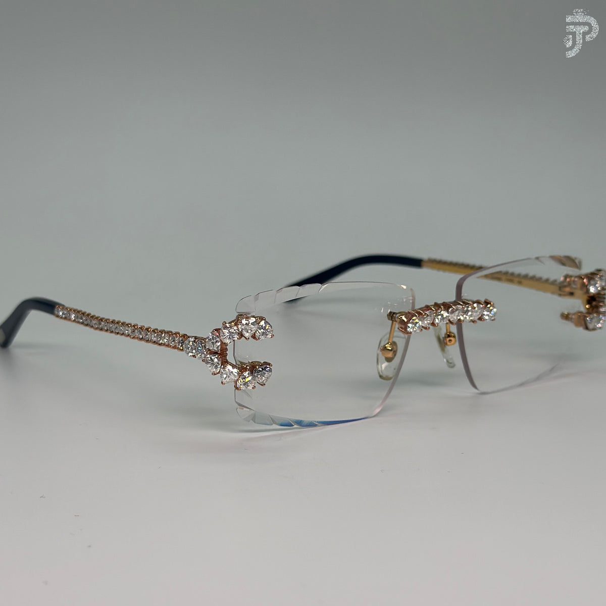 Rhodium Plated VVS Clarity Moissanite Diamond Glasses With White Glasses